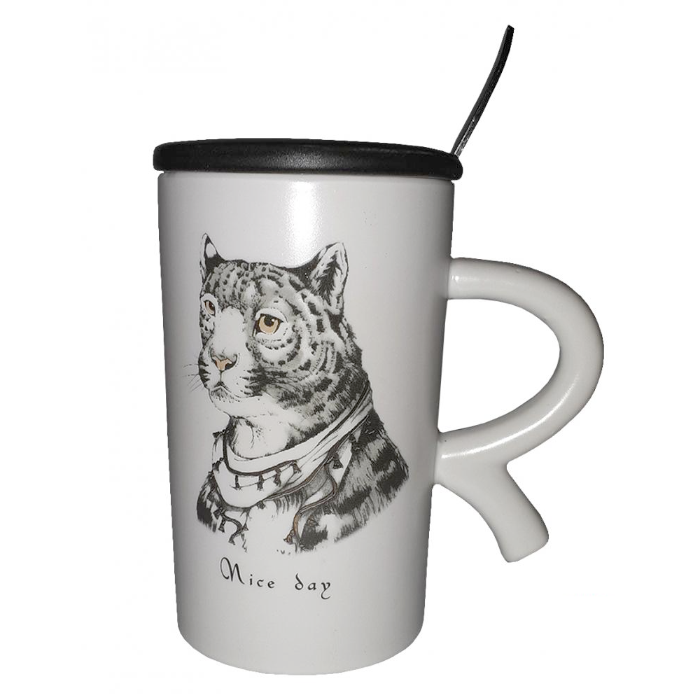 Чашка керамическая с крышкой и ложкой Английская сказка/Леопард 300 мл (21-леопа-8016-2-2) - фото 2 Чашка керамическая с крышкой и ложкой Английская сказка/Леопард 300 мл (21-леопа-8016-2-2) - фото 2