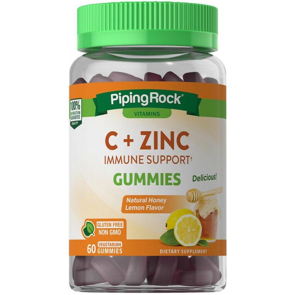 Витамин C Piping Rock C + Zinc Immune Support 60 Veg Gummies Honey and Lemon