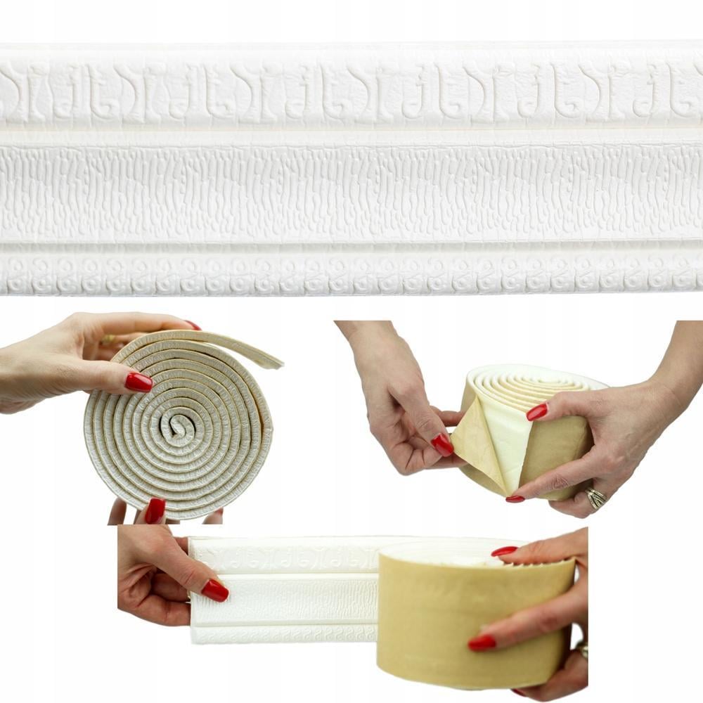 Плінтус гнучкий самоклеючий універсальний 230x5 см Білий - фото 3 Плінтус гнучкий самоклеючий універсальний 230x5 см Білий - фото 3