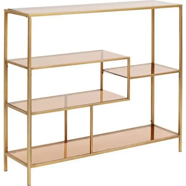 Стеллаж Loft FS908 широкий геометрический для декора Золотой (3017530941)