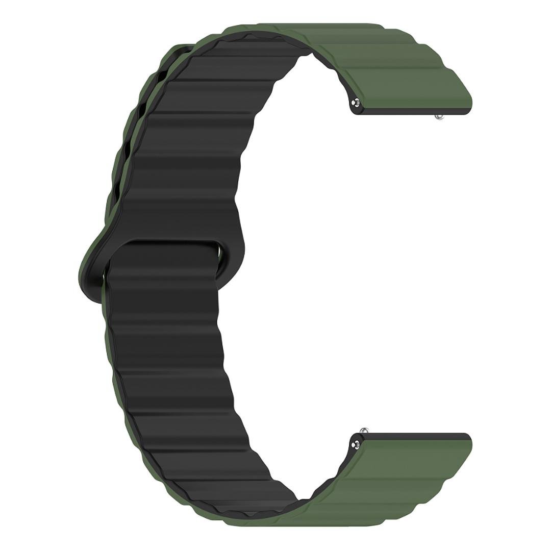 Ремешок силиконовый Magnetic Loop HMU Samsung Galaxy Watch 7 L310/L315 магнитный 20 мм Зеленый/Черный (ECR_8941)