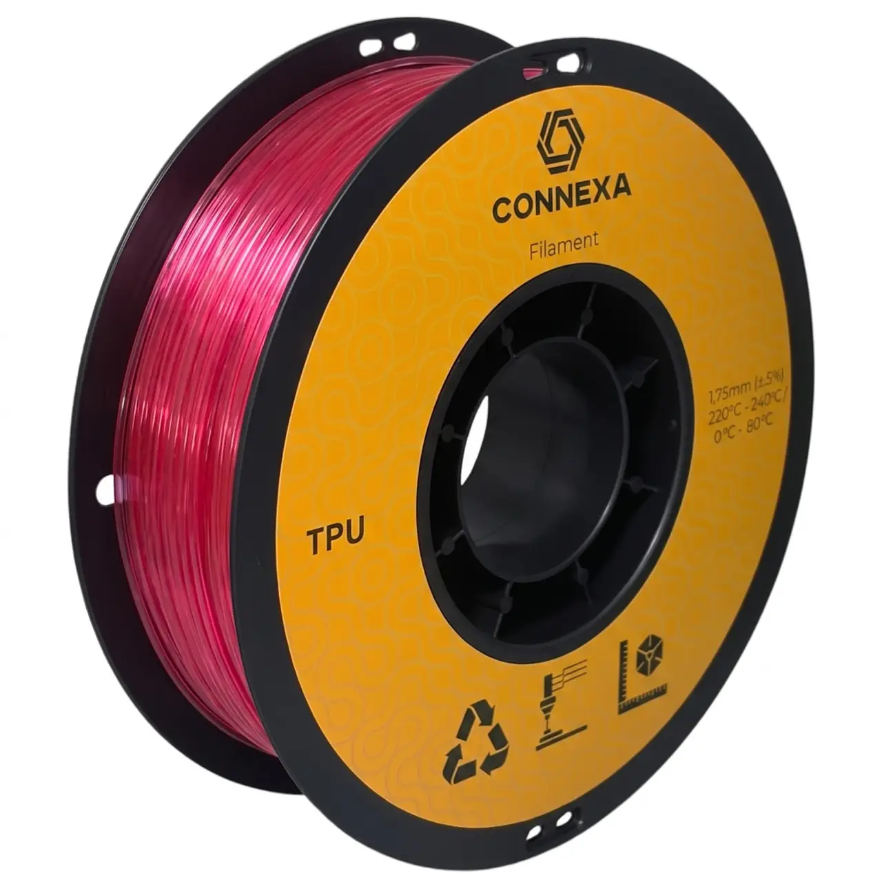 Пластик Connexa TPU 95A 1,75 мм 1 кг Прозрачно-розовый (Con_TPU_TransparentPink)