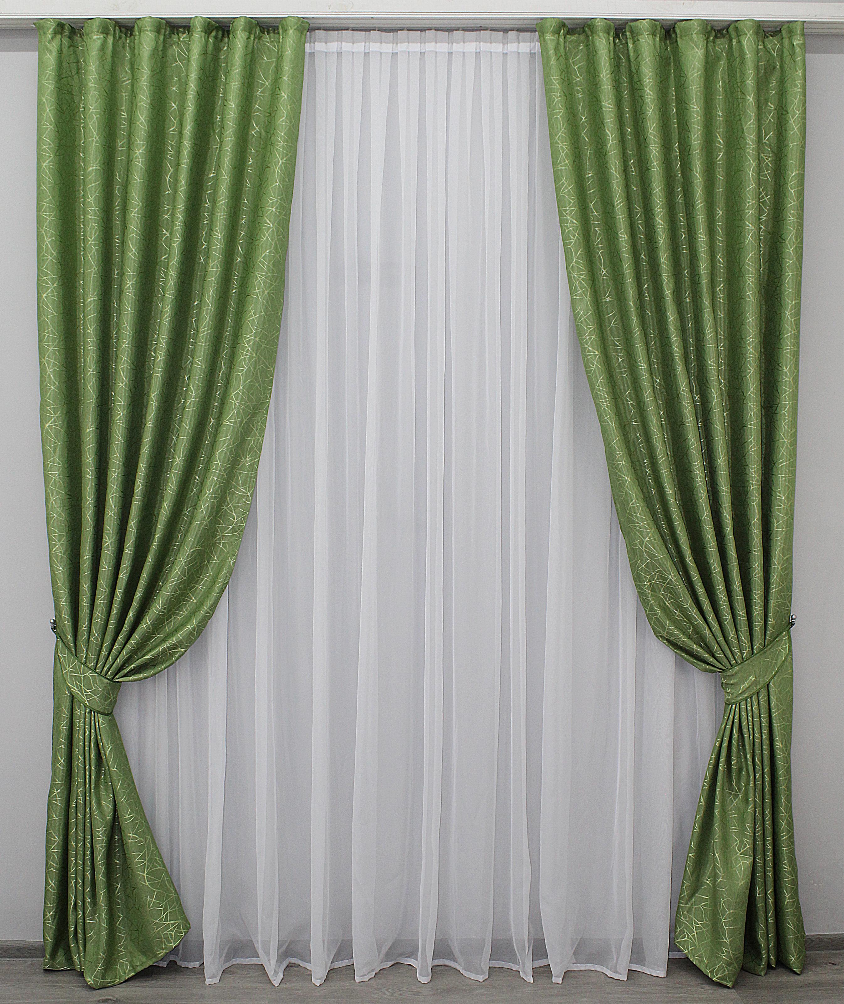 Комплект штор VR-Textil Саванна № 517ш жаккард 100х270 см 2 шт. Оливковый (31-038)