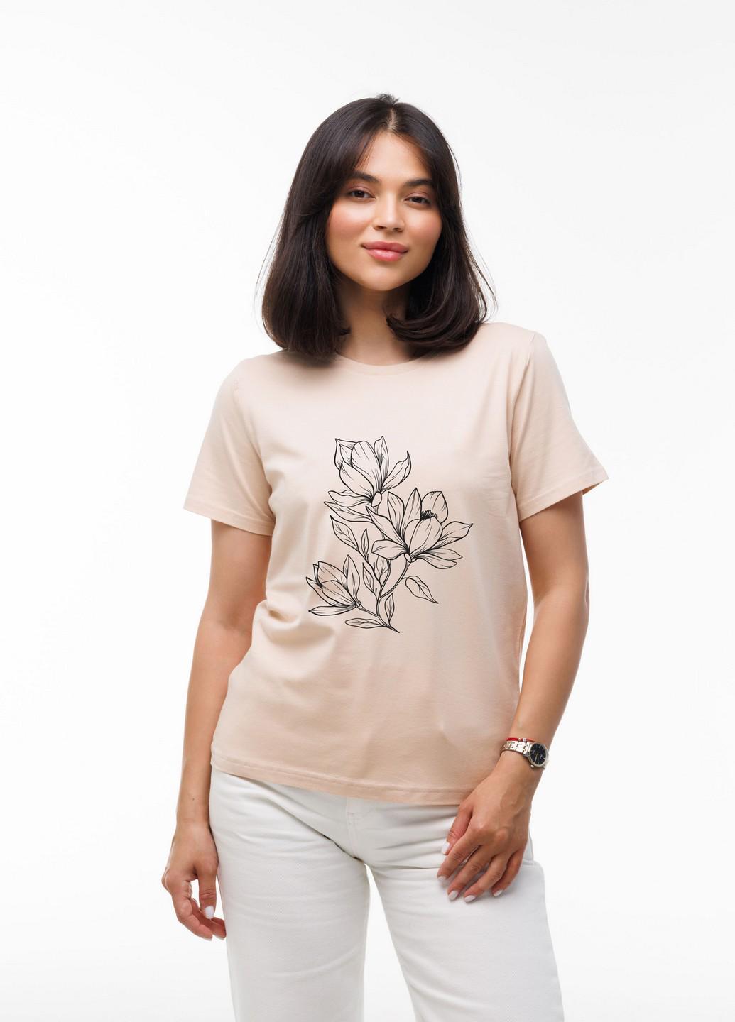Футболка женская Наталюкс Магнолия XL Бежевый (4129074121351)