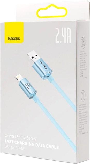 Кабель BASEUS Crystal Shine Series USB For Lightning быстрая зарядка 2,4 A 2 м Sky Blue (CAJY001203) - фото 10