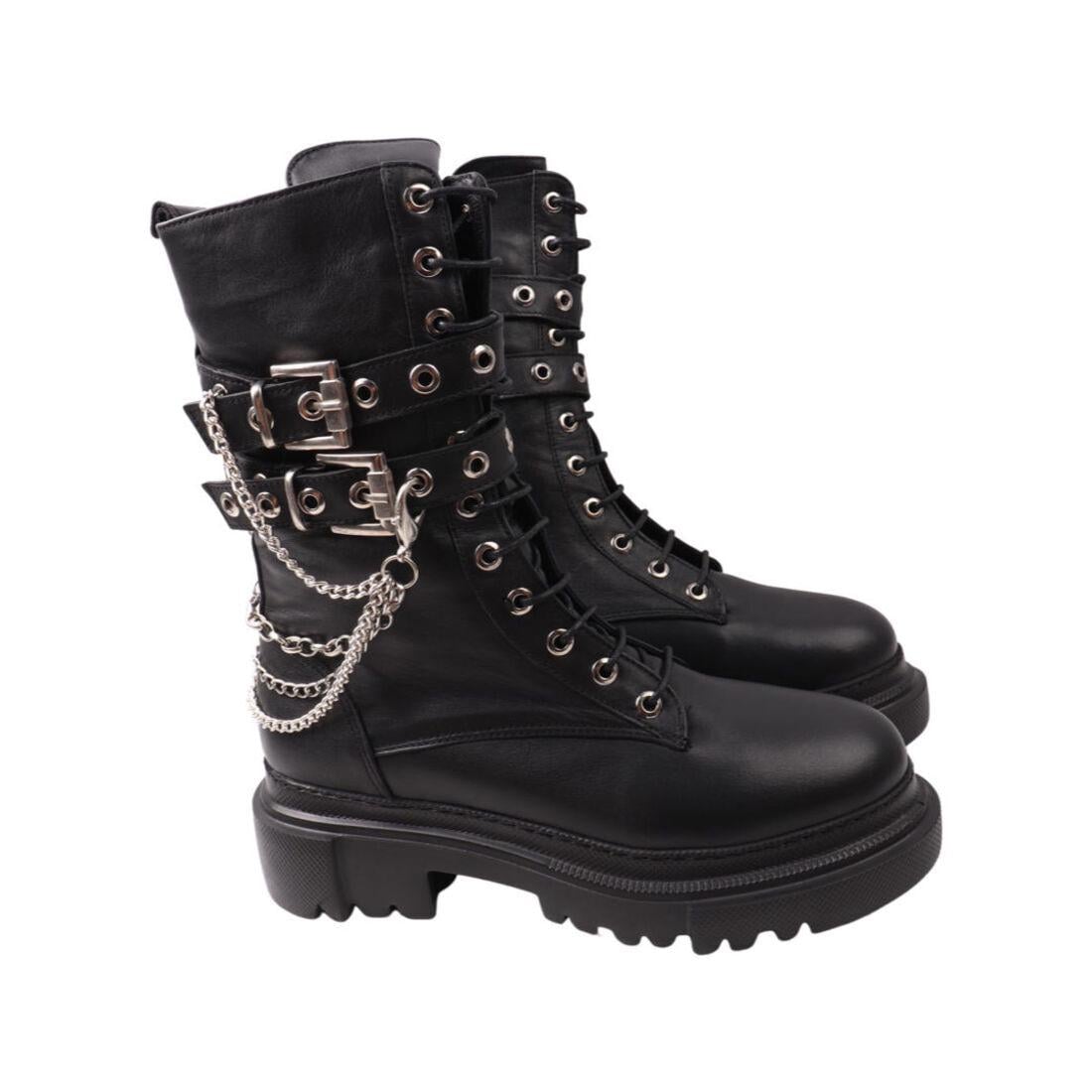 Ботинки женские Aquamarin из кожи р. 39 Черный (2025-22ZHC)