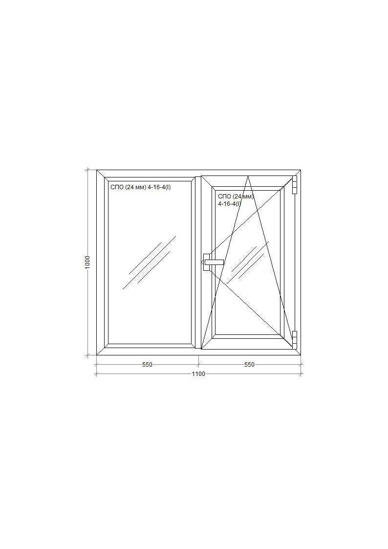 Окно металопластиковое WDS 5S поворотно-откидное 1100x1000 мм - фото 3