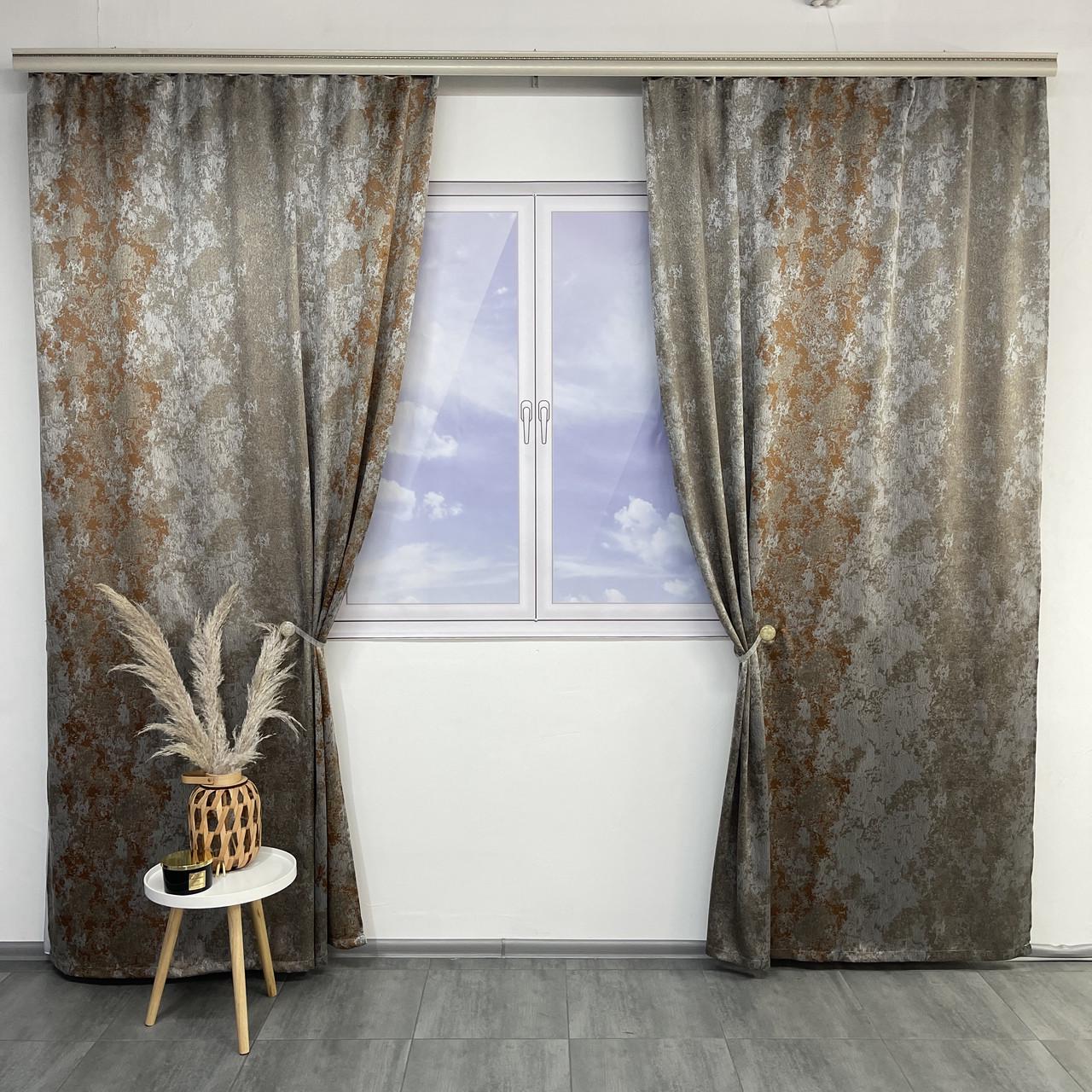 Шторы готовые Мрамор жаккардовые Серо-бронзовый (SH-K3-3)