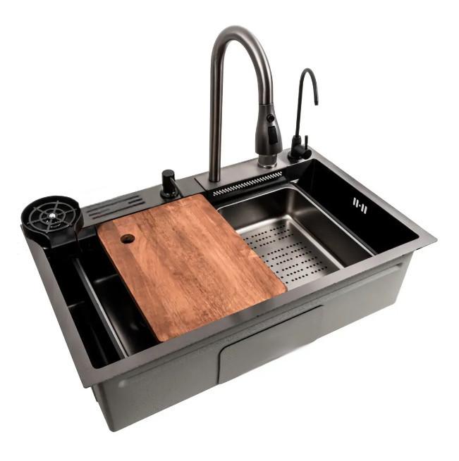 Мийка кухонна багатофункціональна Zerix ZH7546-SET-06 decor NANO-BLACK з вбудованим/змішувачем (2527877873) Мийка кухонна багатофункціональна Zerix ZH7546-SET-06 decor NANO-BLACK з вбудованим/змішувачем (2527877873)