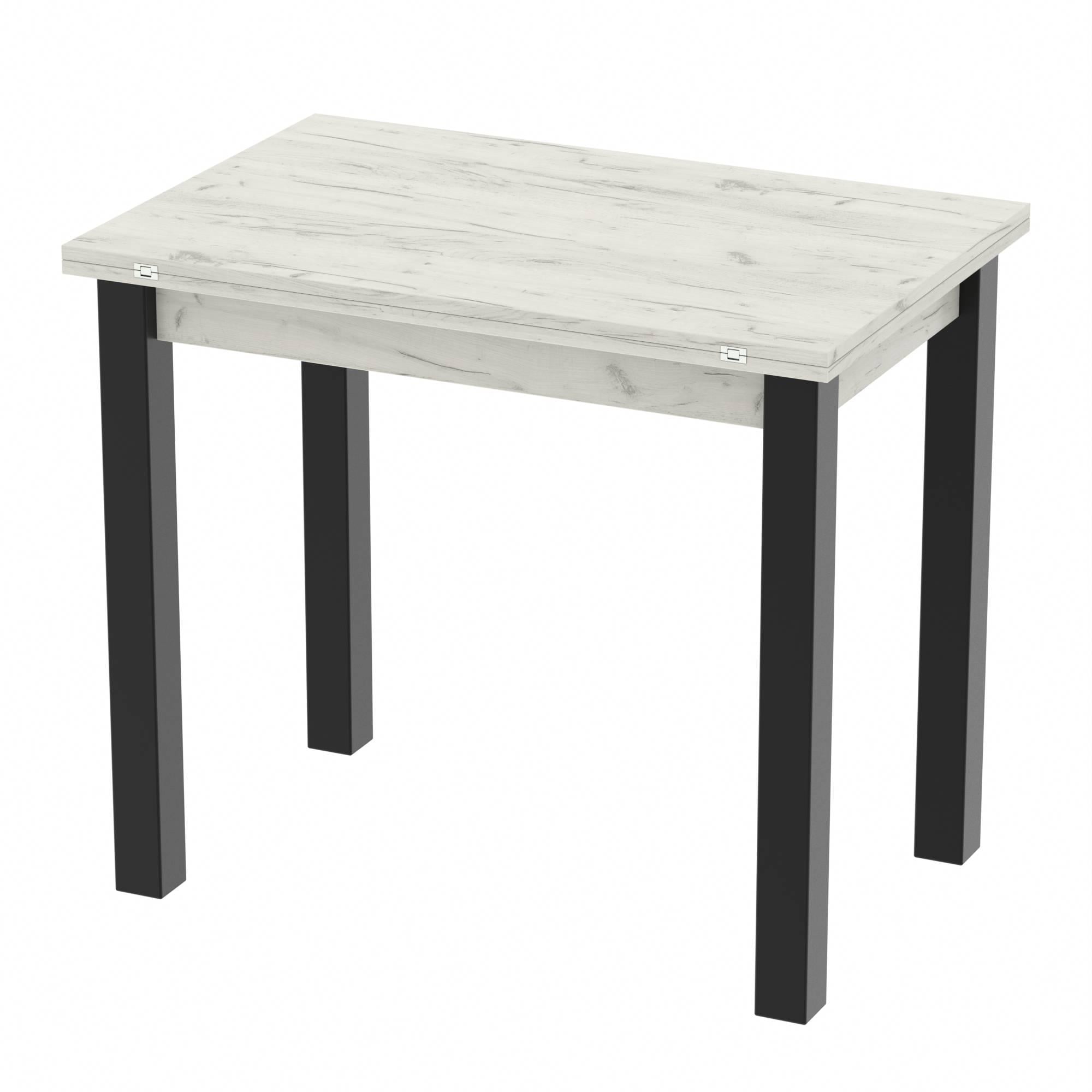 Стіл обідній розкладний Неман ЮК Дуб крафт білий/Чорний (442401)