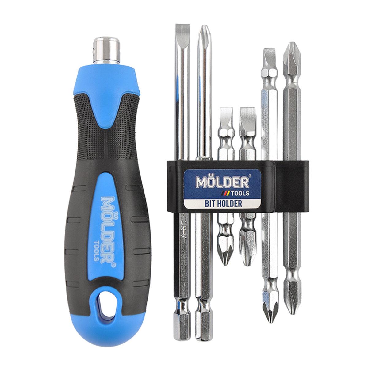 Отвертка Molder 6в1 с сменными насадками для сборки и ремонта (MT32306)