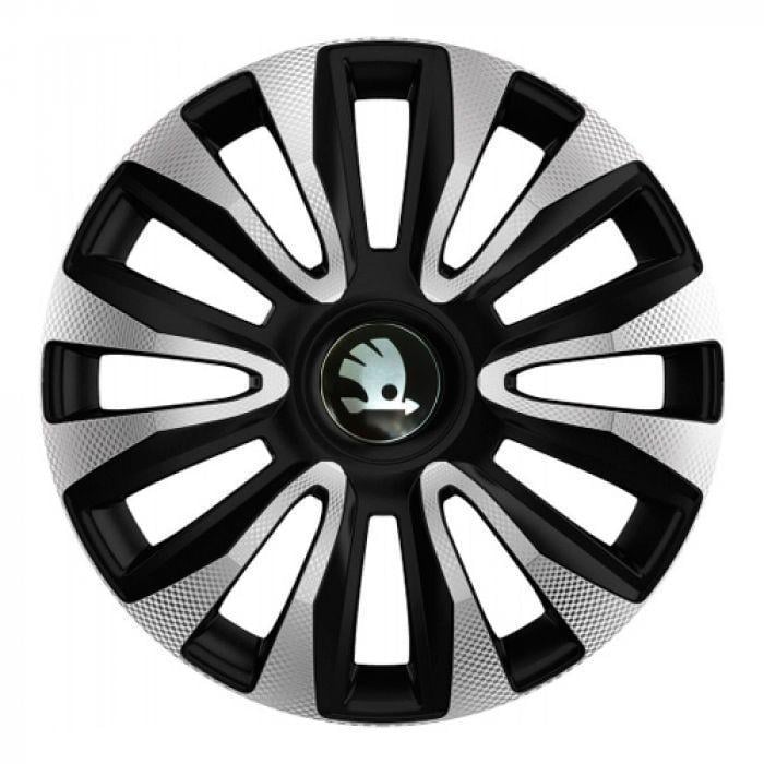 Колпаки для колес 4 Racing Avalon Carbon R13 с логотипом 4 шт. Silver/Black Skoda