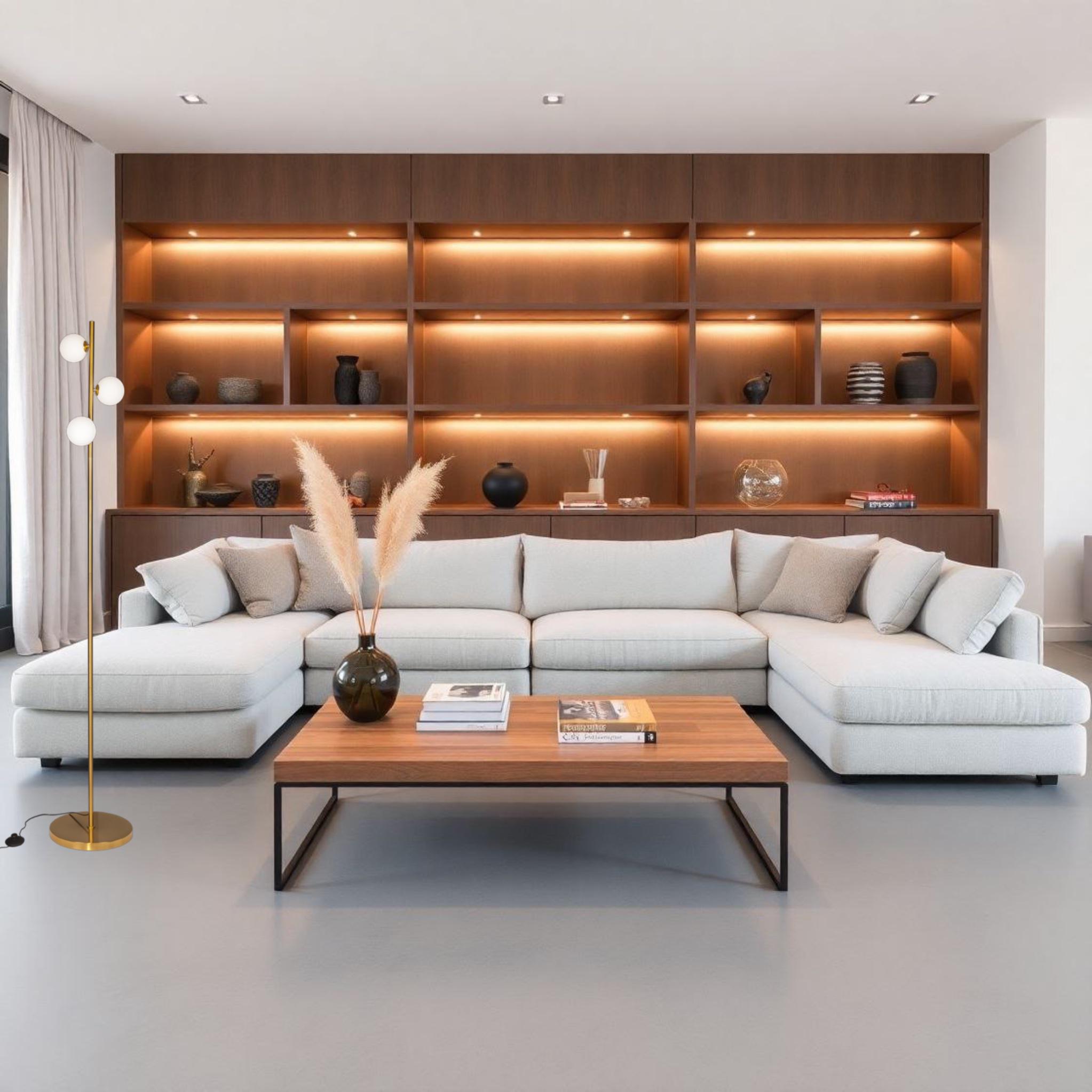 Торшер с белыми плафонами вокруг на 3 лампы Бронзовый (52-9834-3 BRONZE) - фото 3