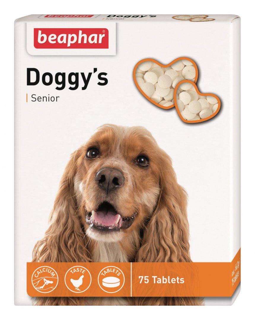 Лакомство для собак витаминизированное Beaphar Doggy's Senior старше 7 лет со вкусом курицы 75 таблеток (15198)