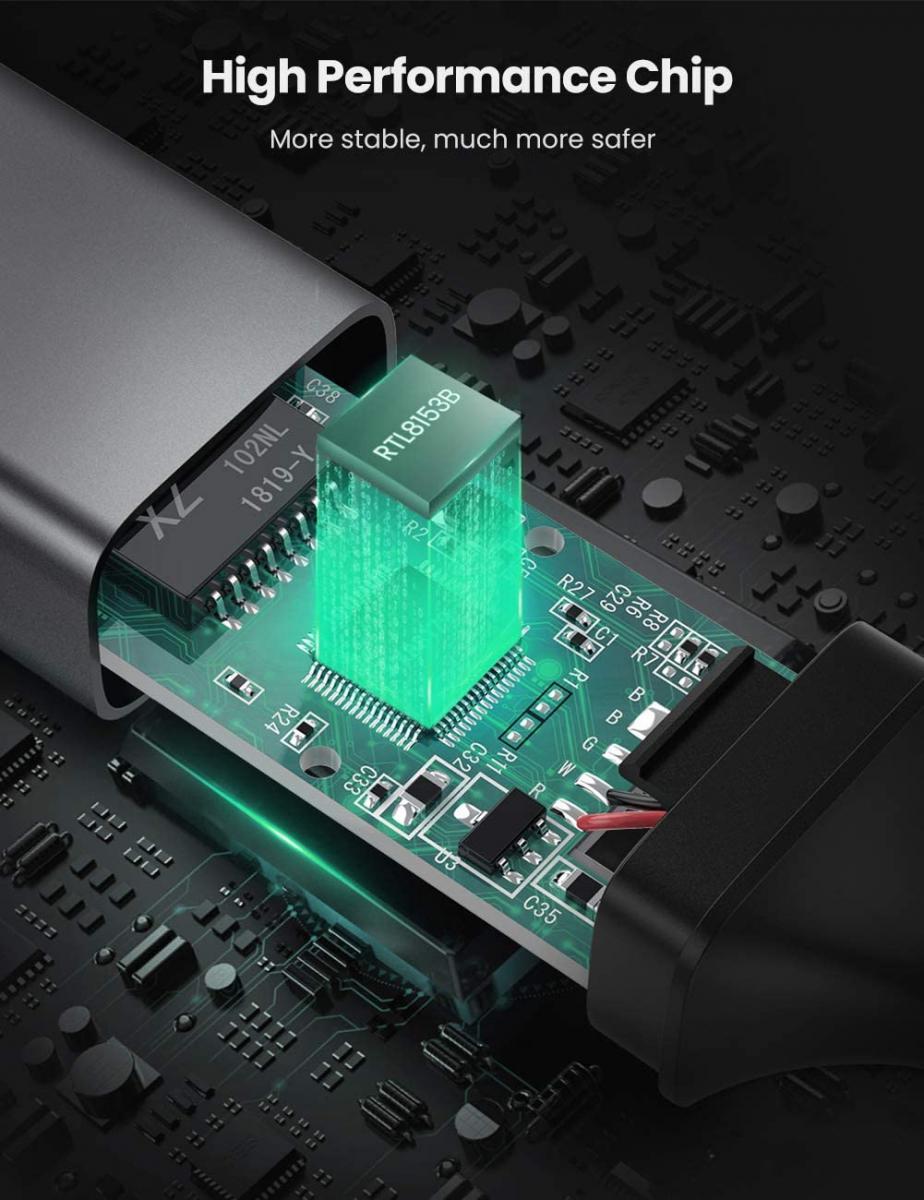 Внешняя сетевая карта Gigabit Ethernet LAN RJ45-Type-C Ugreen 50737 10/100/1000 Mbps - фото 8