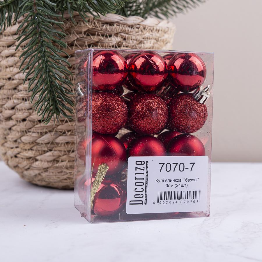 Шары елочный 3 см 24 шт. Красный (7070-7) - фото 1 Шары елочный 3 см 24 шт. Красный (7070-7) - фото 1