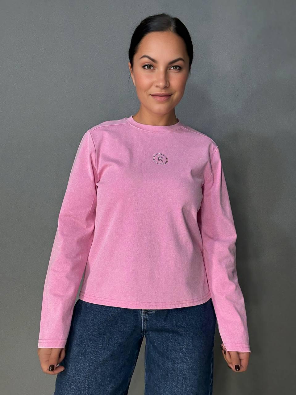 Лонгслів жіночий A-N 2517-5 трикотажний варка тай-дай з камінчиками R OS Рожевий (4895) - фото 1 Лонгслів жіночий A-N 2517-5 трикотажний варка тай-дай з камінчиками R OS Рожевий (4895) - фото 1