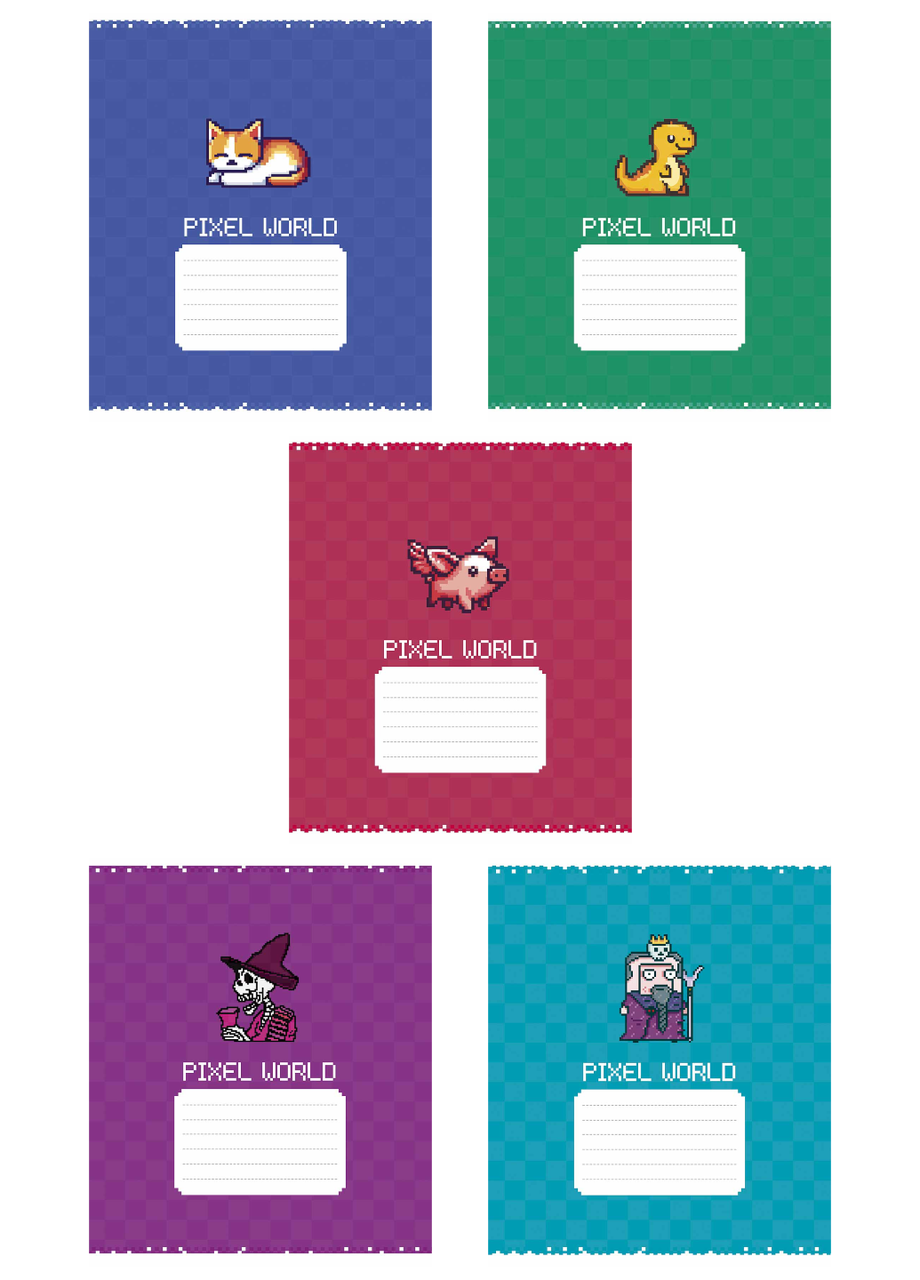 Набор школьных тетрадей Школярик Pixel world в клетку 12 л. 5 шт. (3563 4820006472054)