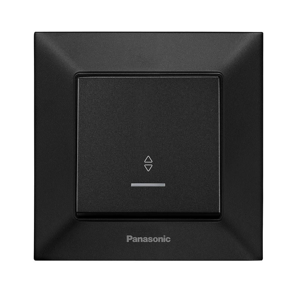Вимикач Panasonic Arkedia Slim одноклавішний прохідний з підсвічуванням швидкий монтаж Чорний (22877)