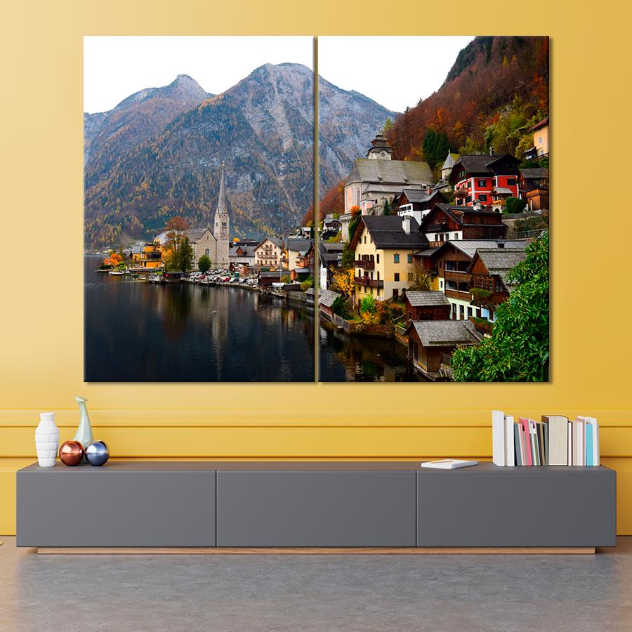 Настенний декор Городок у подножья гор 71x51 см (A712-2)