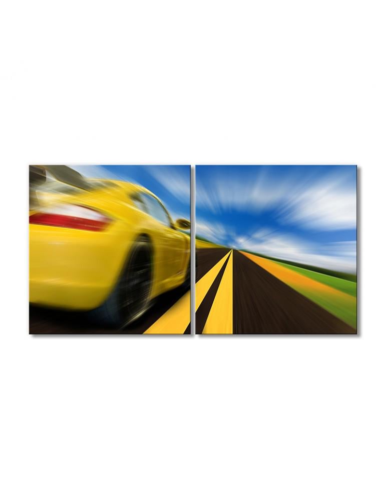 Картина модульная Спортивное авто на скорости 2 модуля 90x135 см