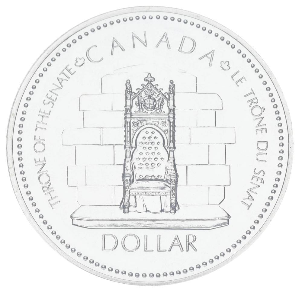 Коллекционная монета Канада 1 доллар 1977 «Трон сената» Серебро UNC KM 118