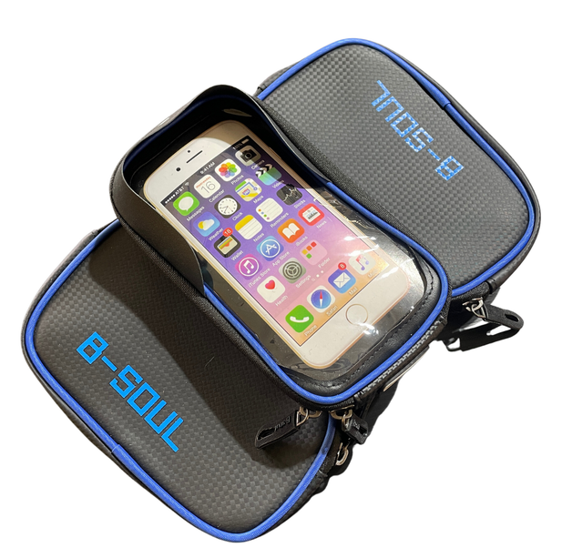 Велосумка B-SOUL на кермо з відділенням під смартфон 200x100х100 мм Чорний/Синій