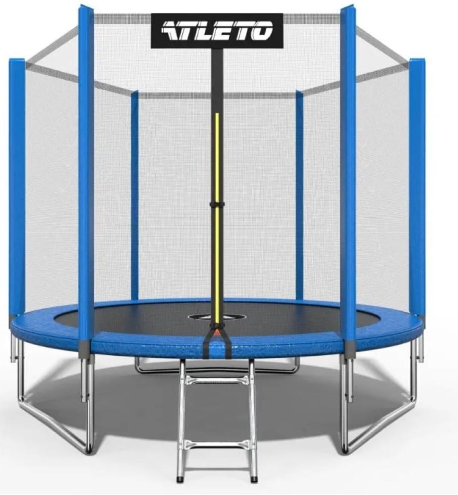 Батут детский для активных игр Atleto с защитной сеткой и стремянкой до 100 кг 252 см Синий (147-76-42400442)