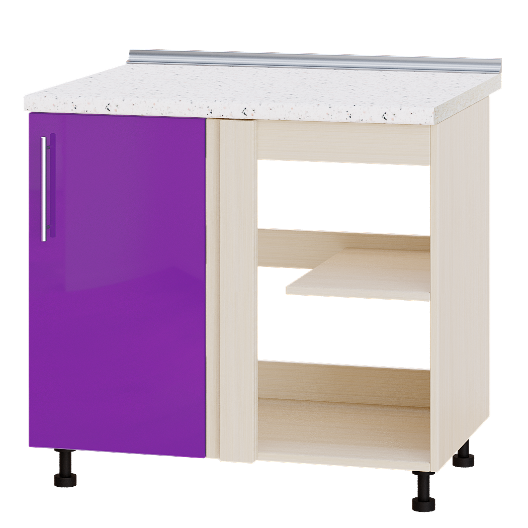 Шкаф нижний Эверест Модерн модуль угловой под мойку Н89-895 100х47х85 см Сиреневый глянец/Дуб Молочный (05828)