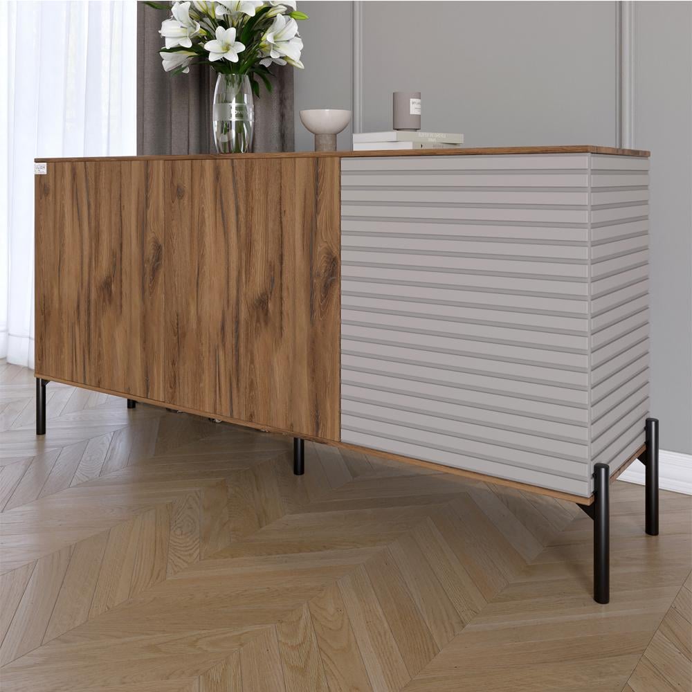 Комод закритий у вітальню Lion Грей на чорних металевих ніжках 154x38x76,5 см Дуб Ліворно/Кашемір (000-000-2158) Комод закритий у вітальню Lion Грей на чорних металевих ніжках 154x38x76,5 см Дуб Ліворно/Кашемір (000-000-2158)