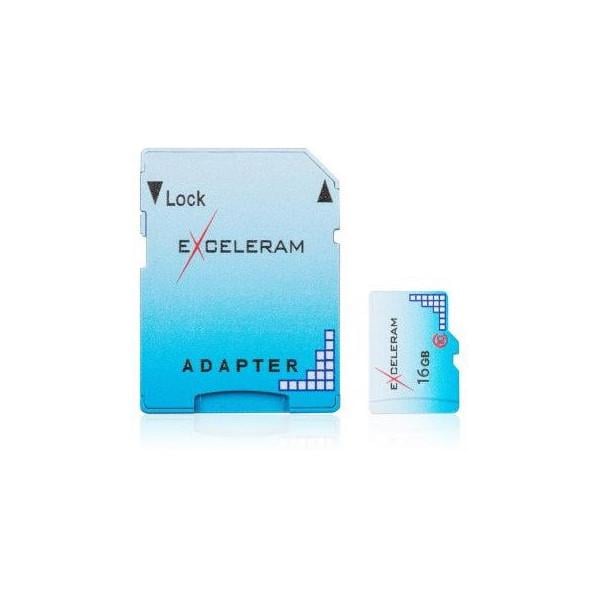 Карта пам'яті Exceleram microSDHC 16GB Class 10 Color Series + SD адаптер (EMSD0004)