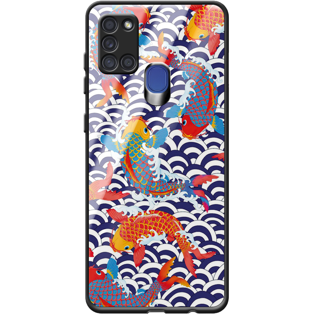 Чехол Boxface Samsung A217 Galaxy A21s Koi Fish Черный силикон со стеклом (40006-up2477-40864)