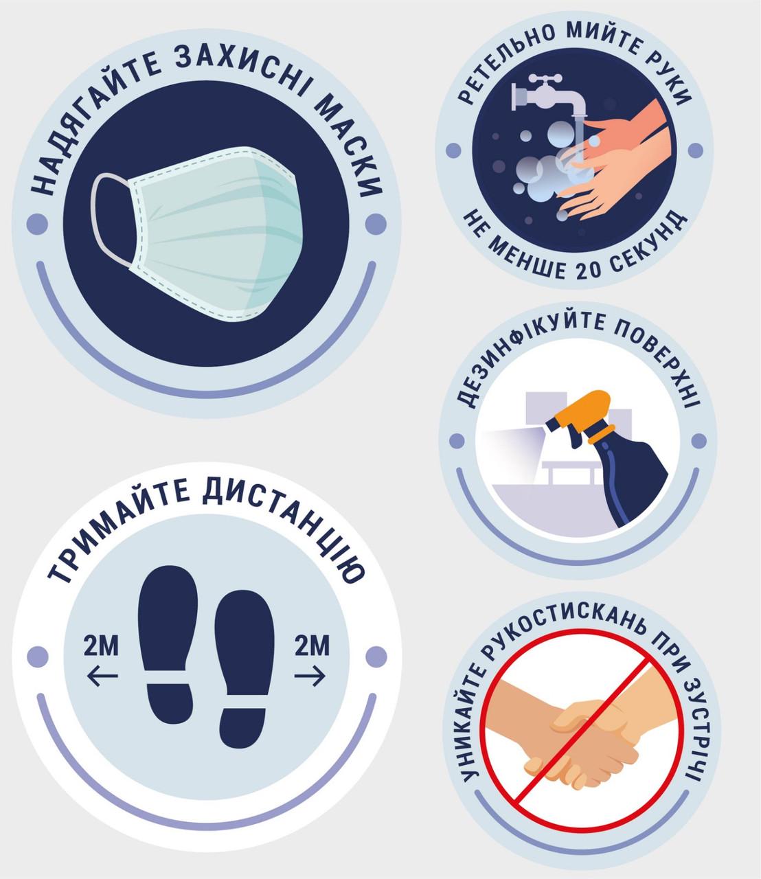 Наклейки COVID-19 профилактика 390х454 мм (Z160010) Наклейки COVID-19 профилактика 390х454 мм (Z160010)