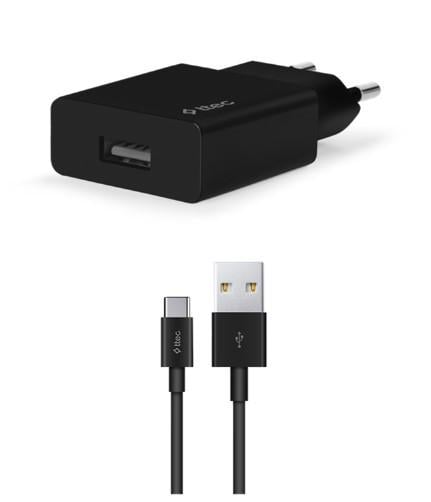 Зарядний пристрій мережний Ttec SmartCharger USB з кабелем USB Type-C 2,1А Black (2SCS20CS)