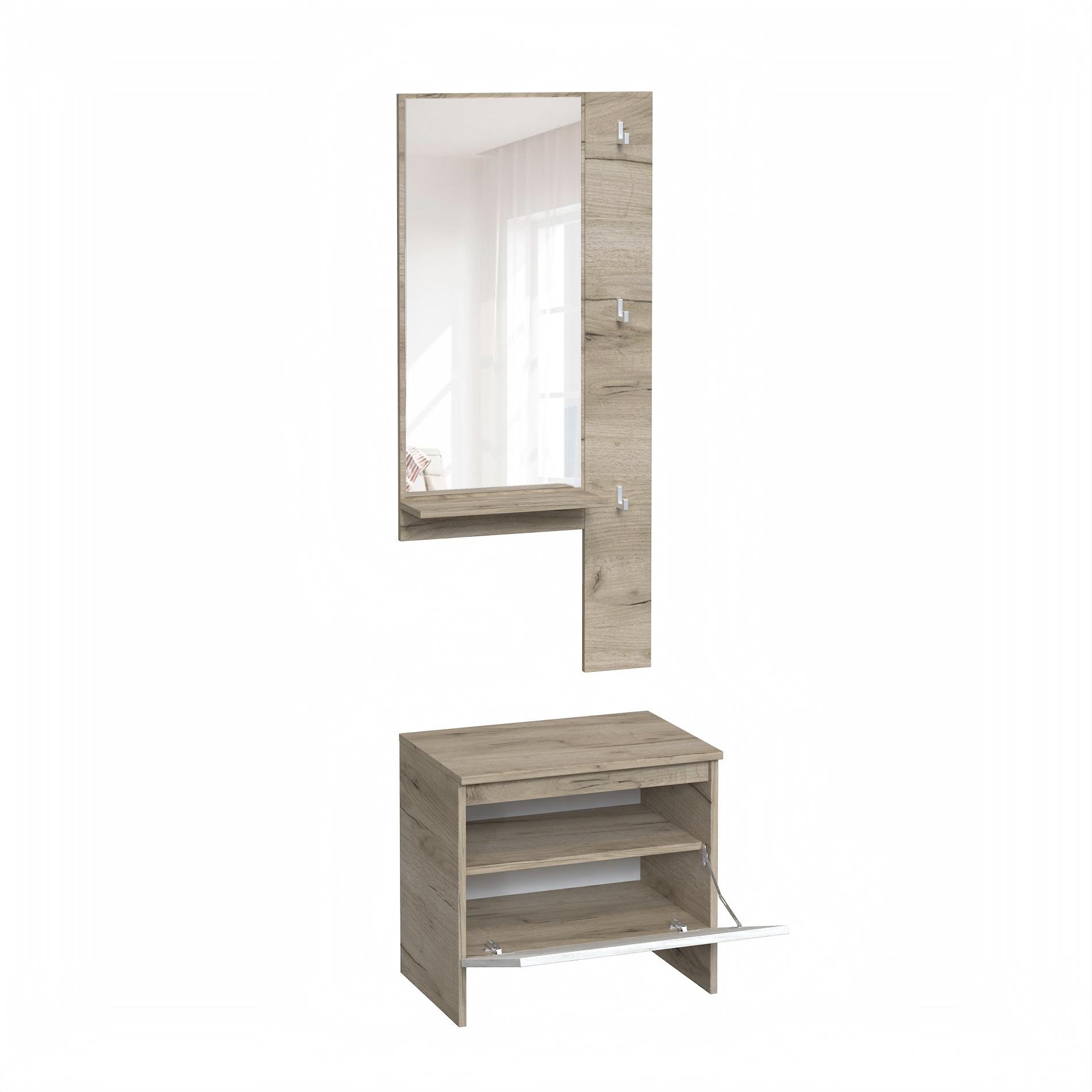 Передпокій Мастер Форм Брайт міні 55х37,6х200 см Дуб крафт сірий/Дуб крафт білий - фото 2 Передпокій Мастер Форм Брайт міні 55х37,6х200 см Дуб крафт сірий/Дуб крафт білий - фото 2