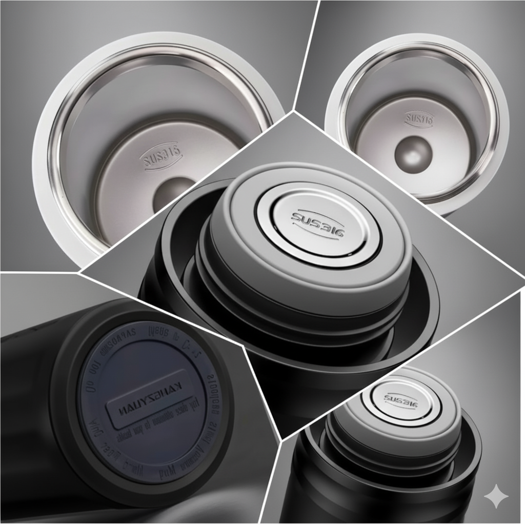 Термос фляжка з нержавіючої сталі KANGZYUAN з подвійною стінкою вакуумний 600 мл Чорний (2456486220) - фото 3 Термос фляжка з нержавіючої сталі KANGZYUAN з подвійною стінкою вакуумний 600 мл Чорний (2456486220) - фото 3