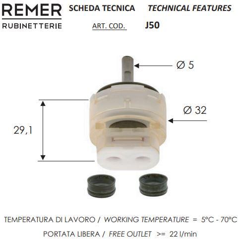 Картридж для смесителя Remer джойстика J50 35мм - фото 2