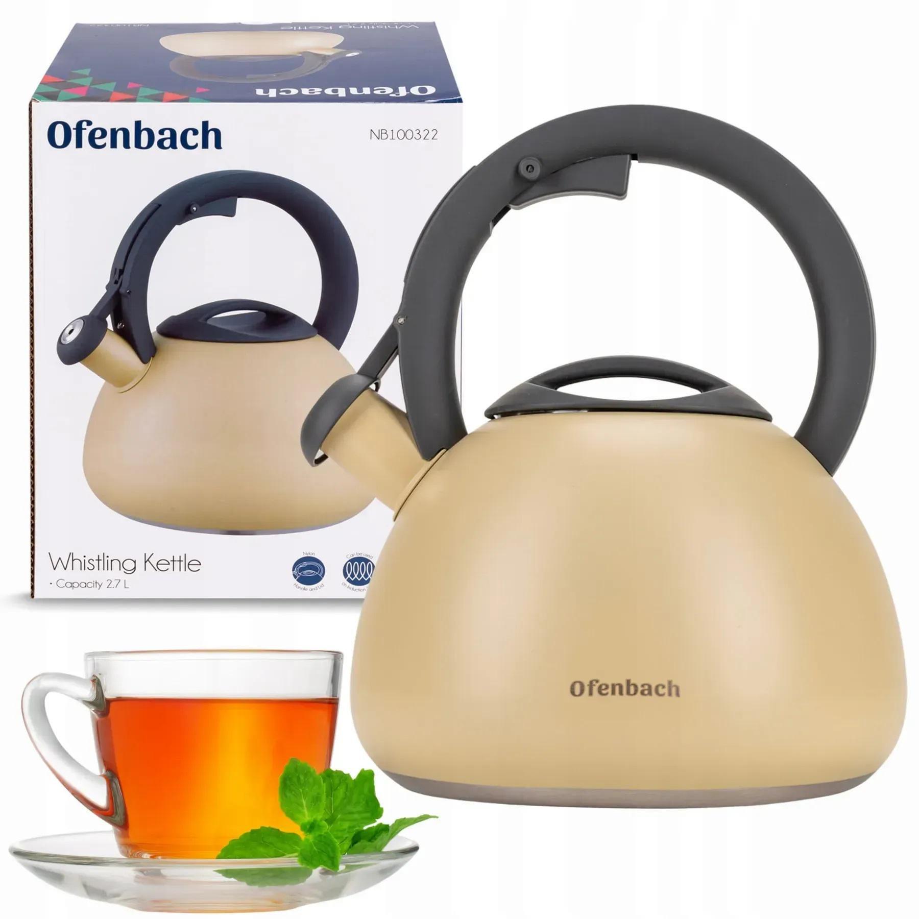 Чайник зі свистком та нейлоновою ручкою Ofenbach KM-100322 з нержавіючої сталі 2,7 л Бежевий (150-84-100322) - фото 5