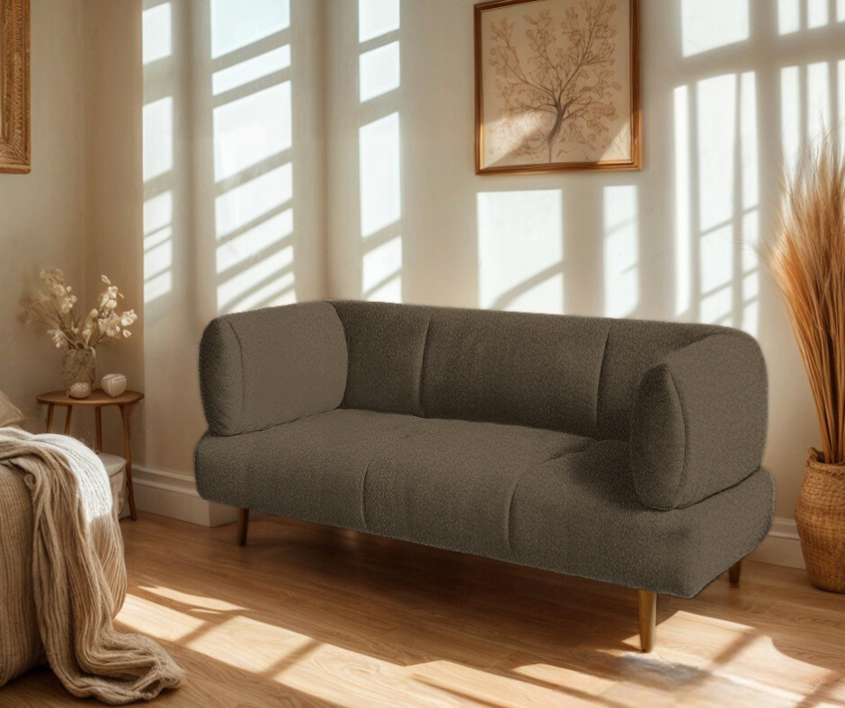 Диван офисный Tobi Sho Бенно-1 с подлокотниками и деревянными ножками букле Alpaca 1500х720х750 мм Кофейный/20 - фото 3