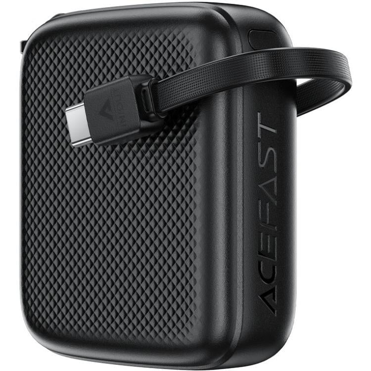 Повербанк Acefast M15 10000 mAh 20W PD,QC3.0 USB-C In/Out With Build Type-C Cable Black (6974316283973)