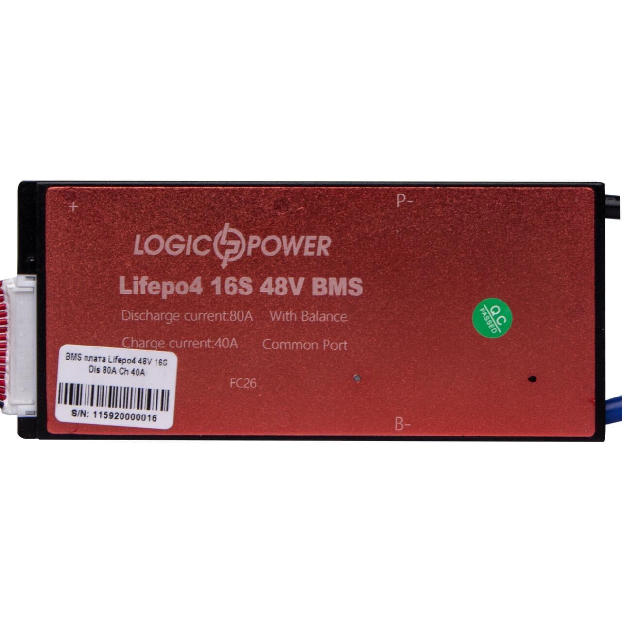 Плата BMS LiFePO4 48V 16S Dis 80A Ch 40A (3098522087)