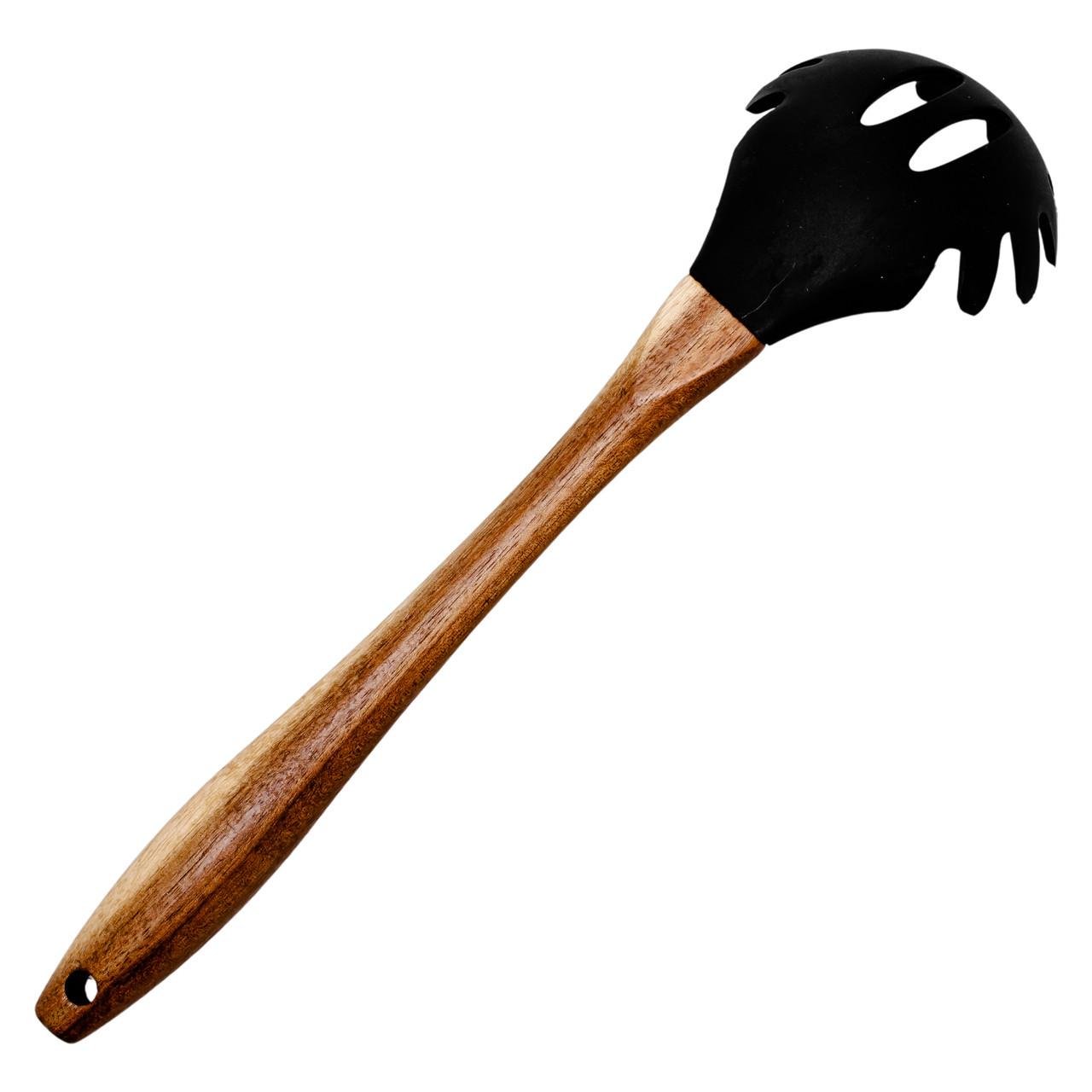 Ложка для спагетті силіконова з дерев'яною ручкою 30 см (A-034725) - фото 3 Ложка для спагетті силіконова з дерев'яною ручкою 30 см (A-034725) - фото 3