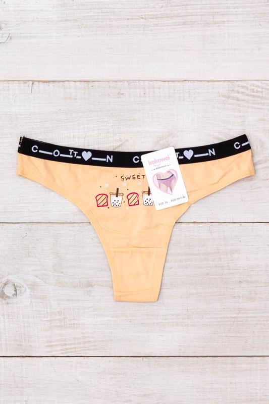 Труси-стрінги жіночі з малюнком Носи Своє XXL Бежевий (13024)