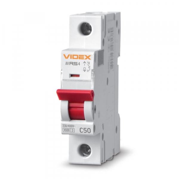 Вимикач автоматичний Videx RS4 1п 50 А/С 4,5 кА
