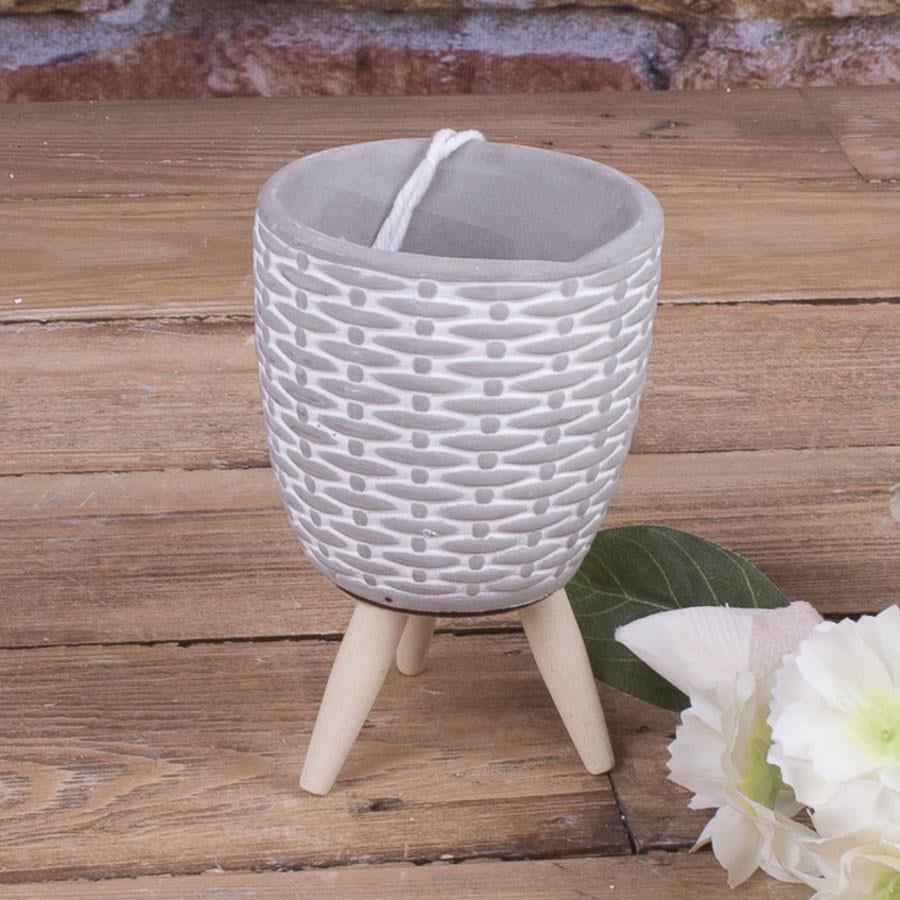 Кашпо бетонное на ножках круглое маленькое 11 см (2343-5)