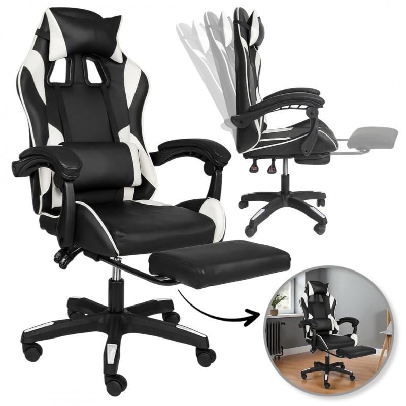 Геймерське крісло з підставкою для ніг STRIKER ONE для підлітків та дорослих Білий (17429) - фото 2 Геймерське крісло з підставкою для ніг STRIKER ONE для підлітків та дорослих Білий (17429) - фото 2