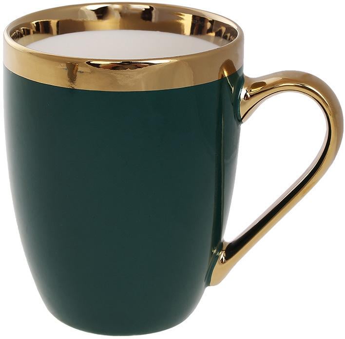 Кружка порцелянова Золота Лінія 360 мл Зелений із золотом Кружка порцелянова Золота Лінія 360 мл Зелений із золотом