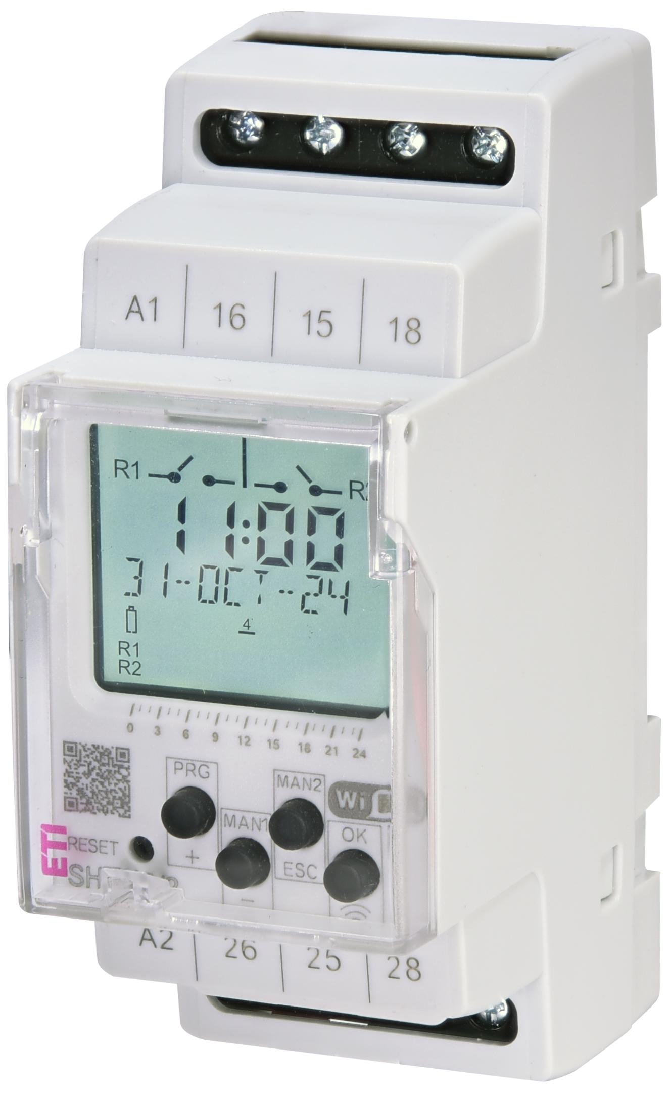 Таймер цифровой ETI SHT-13/2 UNI 16А 24-230 В AC/DC 2CO Wi-Fi программируемый (2470305)