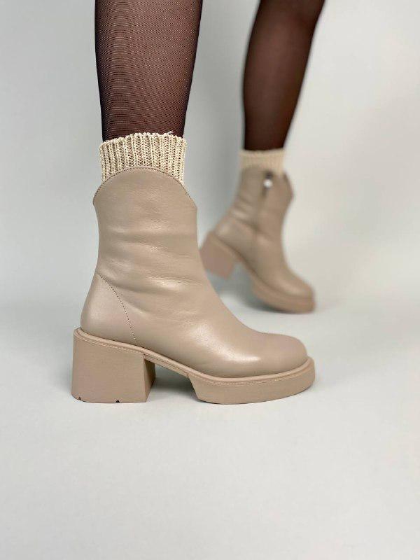 Ботинки женские кожаные зимние р. 40 Бежевый (8905-5з/40)