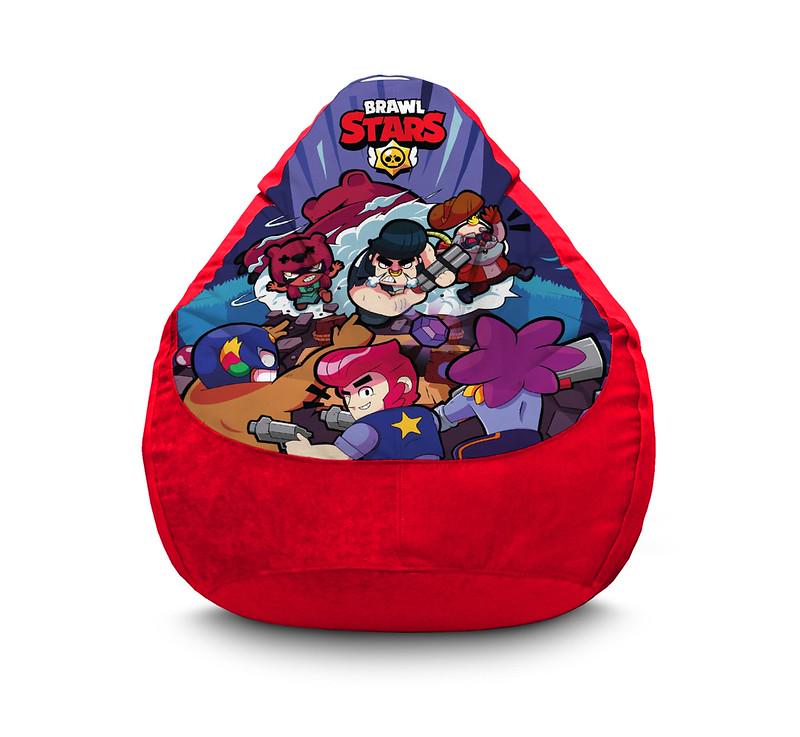 Крісло мішок iPuff Brawl Stars Epic battle Red Флок XL 80x110 см Червоний